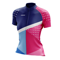 Elevate your summer rides with the vibrant pink Corsino Always Women's Cycling Jersey. Featuring advanced Quick Dry body fabric and flexible Lycra side panels, this premium bike top delivers a flawless, sweat-free comfort fit that moves effortlessly with your body