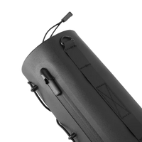 Close-up view of the black Corsino Force Bike Handlebar Bag showing the durable zipper and back panel details for secure mounting.