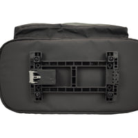 Direct bottom view showcasing the MIK 2.0 system with an integrated anti-theft lock on the Corsino Quest Trunk Cargo Bag, ensuring your commuter gear stays safe on the rack