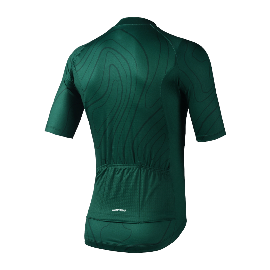 Back view of the Corsino Venice women's dark green short sleeve cycling jersey.