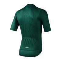 Back view of the Corsino Venice women's dark green short sleeve cycling jersey.