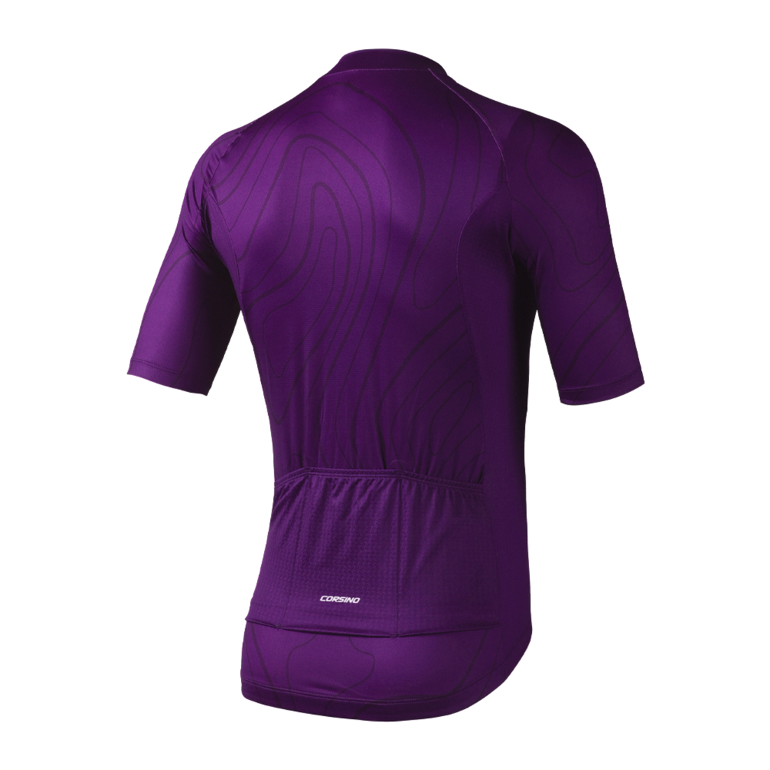 Back view of the Corsino Venice women's purple short sleeve cycling jersey.