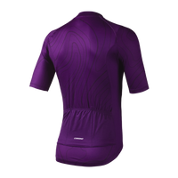 Back view of the Corsino Venice women's purple short sleeve cycling jersey.