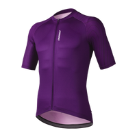 Front view of the Corsino Venice women's purple short sleeve cycling jersey.