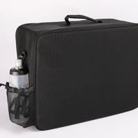 Travel Bag C80B4500 in black, 56x38x18cm, 1791g. Durable polyester, ideal for cyclists, with anti-scratch material, three composite pressure structures, customizable compartments, and a breathable upper pocket. Back view.