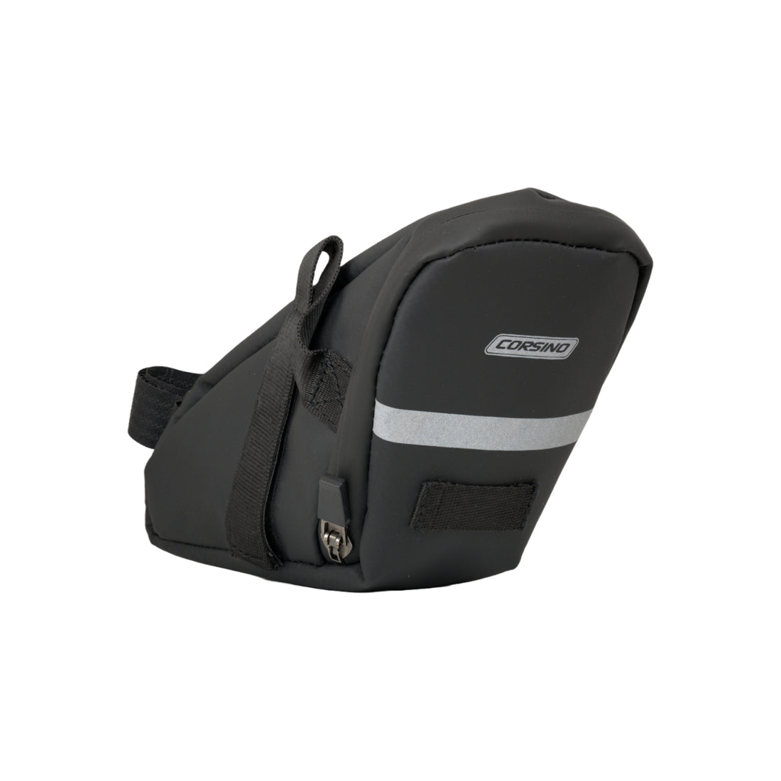 Black bike saddle bag  Corsino Jaunt with reflective strip