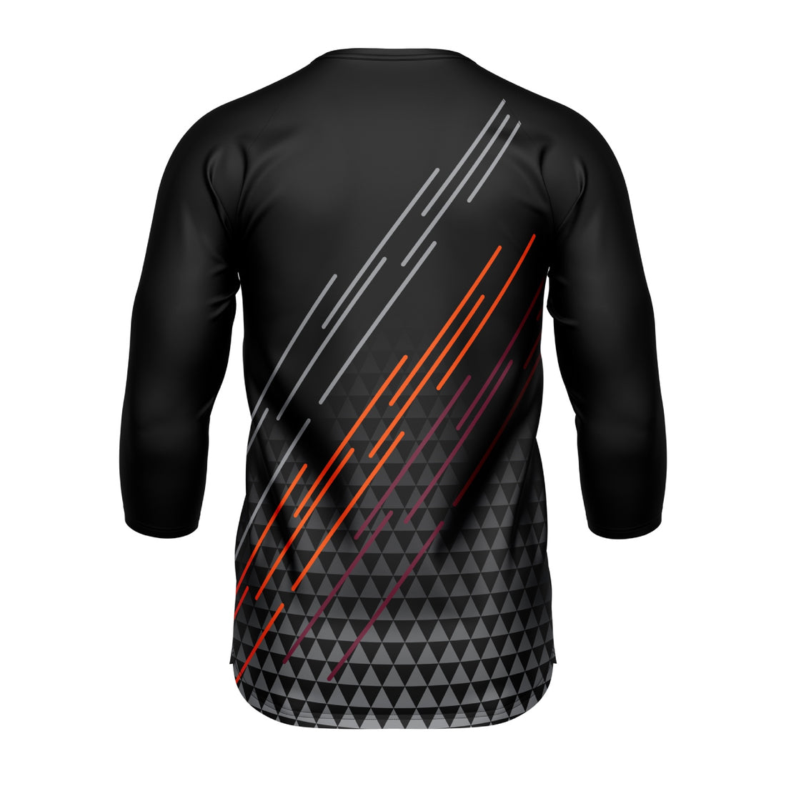 Back profile of the black Corsino Lines off-road jersey, highlighting the relaxed comfort fit engineered to keep downhill and enduro cyclists completely unrestricted and cool during intense, high-speed descents