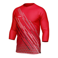 Bold red Corsino Lines mountain biking jersey features an impact-ready 3/4 sleeve design and chafe-free overlap collar. Built from premium Quick Dry materials to deliver ultimate cooling and abrasion resistance on demanding singletracks