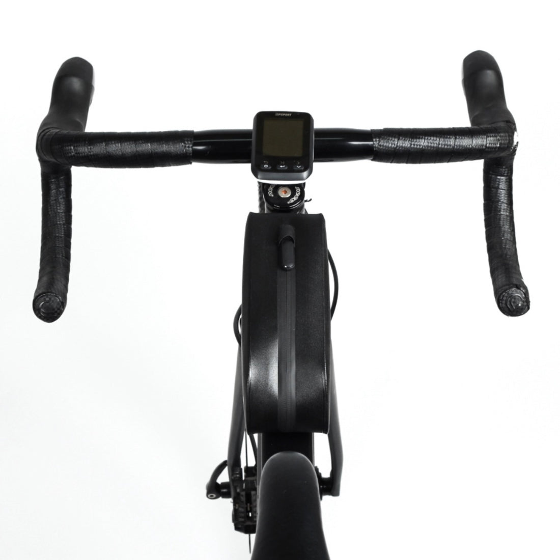 Close-up of the smooth double zipper system on the Corsino waterproof frame bag. Connected by a highly durable nylon cable, it allows riders instant, one-handed access to energy gels and essential tools without breaking their riding cadence