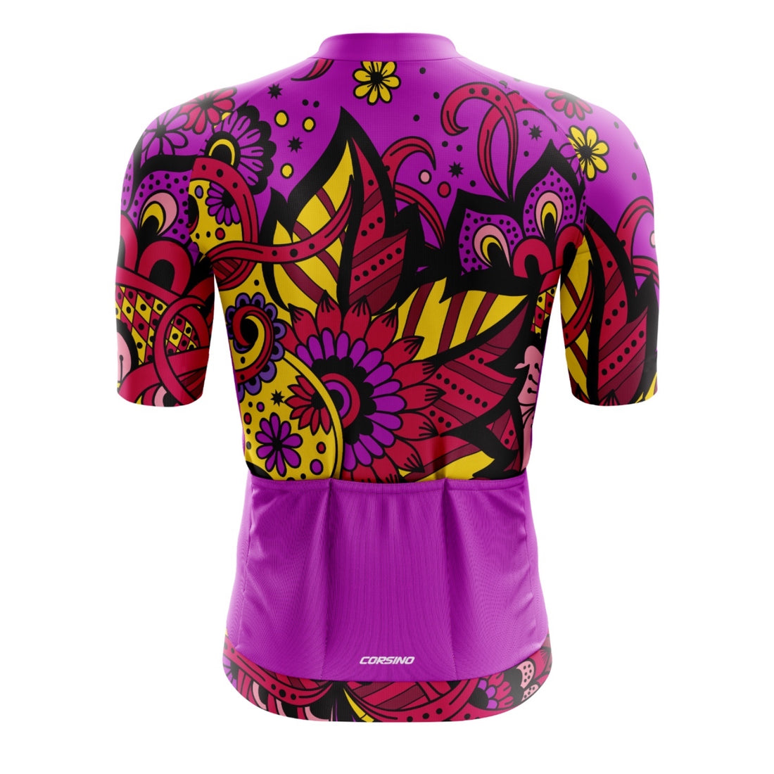 Detailed back view of the purple Tribal jersey featuring a full-length covered zipper and specialized Forma fabric for maximum breathability during professional training