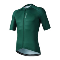 Front view of the green Corsino Venice Women's Short Sleeve Jersey in a comfort fit, showcasing the moisture-wicking Quick Dry fabric body and full covered zipper