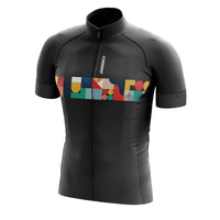 The black Corsino Venti Men's Jersey with specialized compression bands on the arms created to minimize aerodynamic resistance during training.