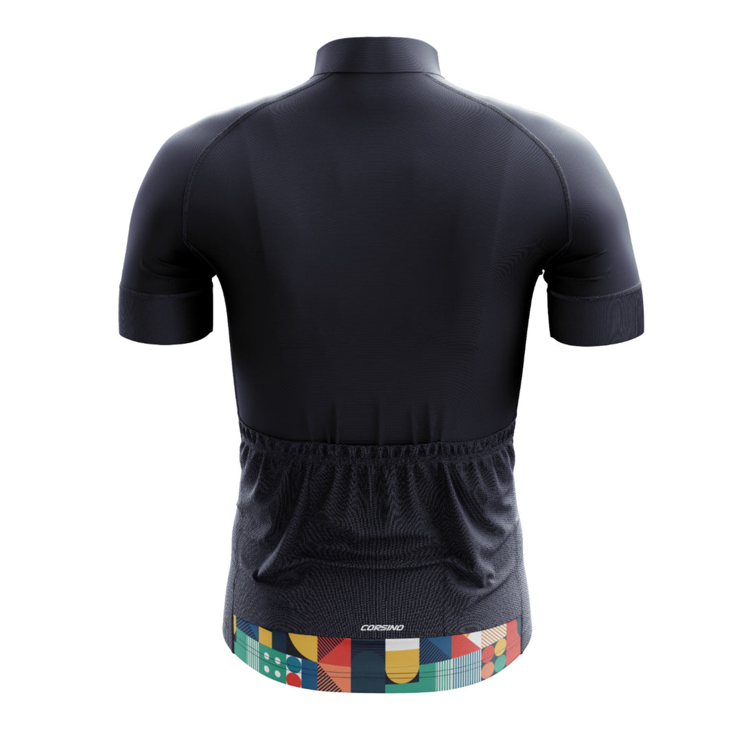 Back profile of the navy blue Venti jersey highlighting the internal waist band with silicone gripper that keeps the second-skin fabric secure during movement.
