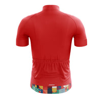 Back profile of the red Venti jersey highlighting the internal waist band with silicone gripper that keeps the second-skin fabric secure during movement.