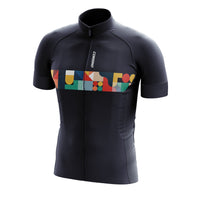 A navy blue variant of the Corsino Venti Men's Jersey showcasing the 4cm compression cuffs and comfort fit designed for long-distance road cycling results