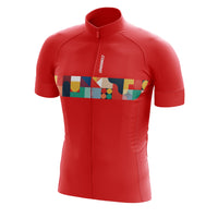 A red variant of the Corsino Venti Men's Jersey showcasing the 4cm compression cuffs and comfort fit designed for long-distance road cycling results.