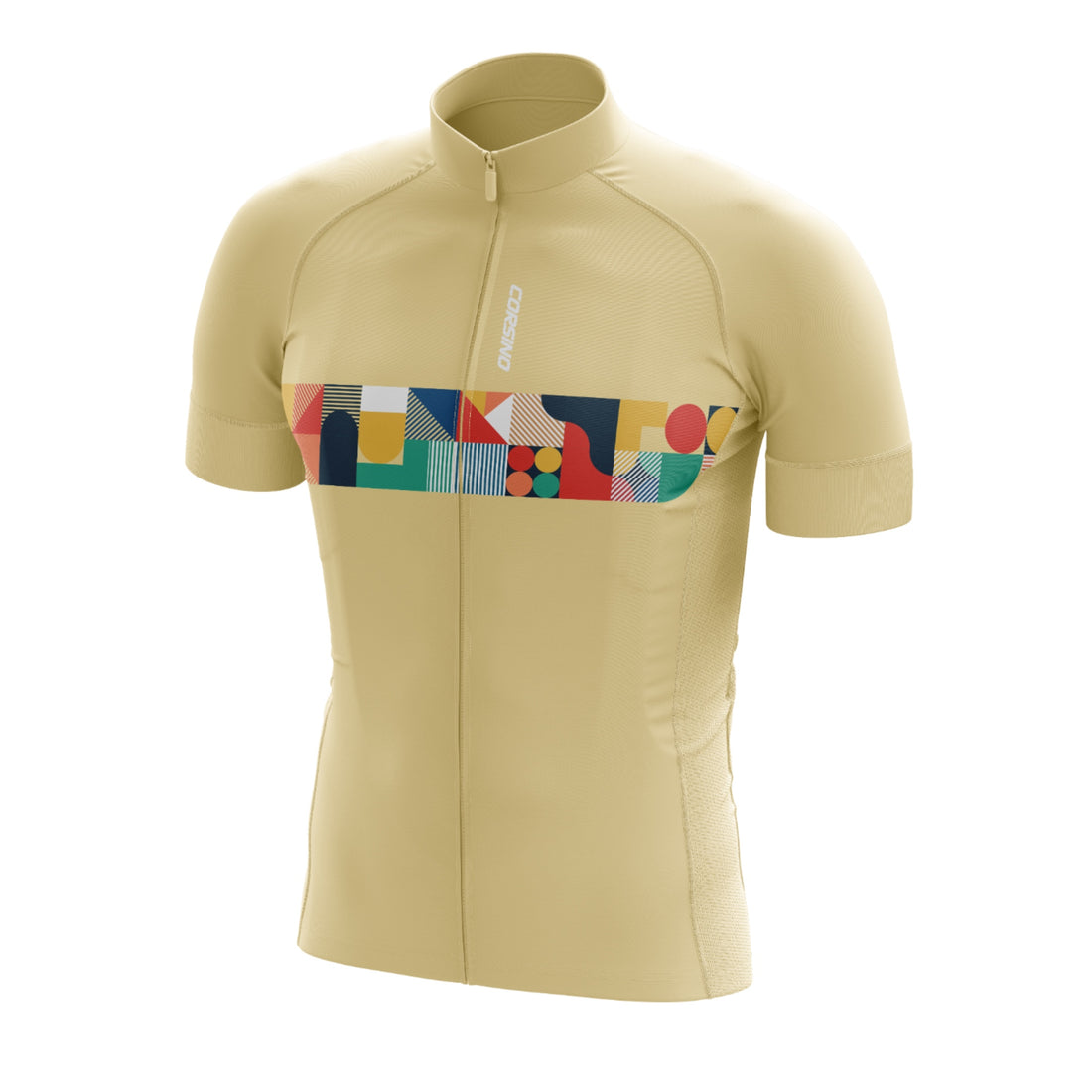 Front view of the beige Corsino Venti Women's Cycling Jersey in a comfort fit, featuring Technica Coolway fabric and a full covered zipper for a second-skin feel