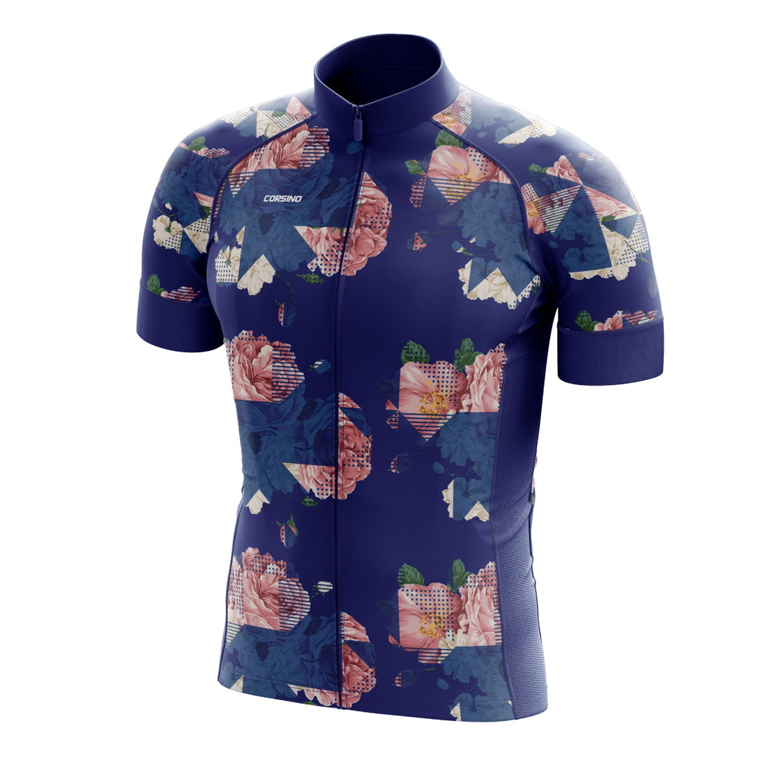 Front view of the vibrant Corsino Florazzo Women's Cycling Jersey. Crafted with breathable Technica Coolway fabric and 4cm compression cuffs, this aerodynamic top contours perfectly to your body for a flawless, second-skin feel on long endurance rides.
